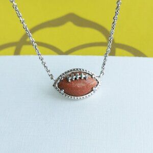 Kendra Scott Football Silver Orange Goldstone Short Necklace fashion